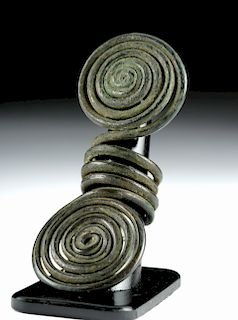 European Hallstatt Bronze Double Spiral Hair Ring