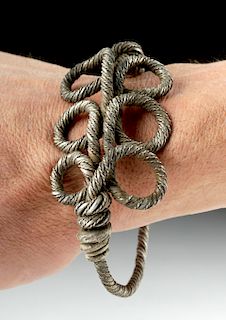 Large Viking Silver Twisted Wire Bracelet - 83.8 g