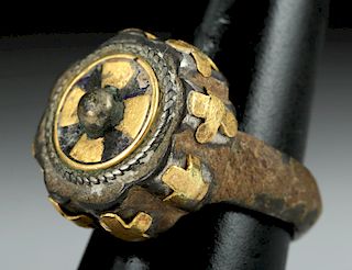 Byzantine Gold & Silver Ring - Cross Motif - 14.5 g