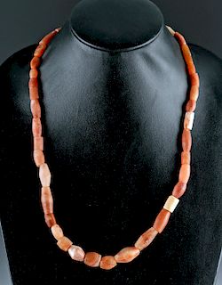Bactrian Carnelian & Banded Agate Bead Necklace