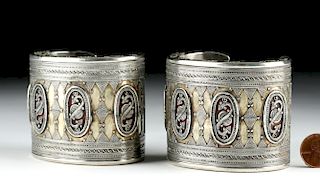 19th C. Turkoman Tekke Gilded Silver Bracelet, 275.5 g