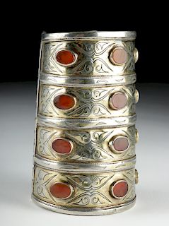 19th C. Turkoman Tekke Gilded Silver Bracelet, 277.7 g