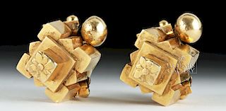 19th C. Indian Thandatti 20K Gold Ear Ornaments (pr)