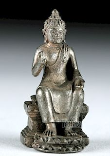 Early 20th C. Tibetan Brass Maitreya Amulet