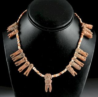 Valdivian Shell Bead Necklace w/ Pottery Venus Figures
