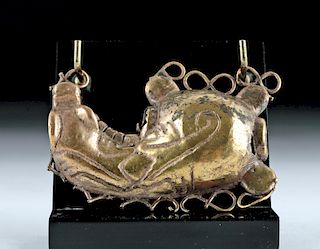 Tairona Tumbaga Gold Figural Poporo - Lizard