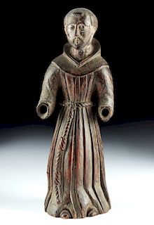 19th C. Mexican Wood Santo - St. Francis of Assisi