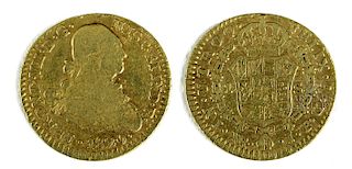 19th C. Spanish Colonial Bogota Mint Gold Escudo- 3.2 g