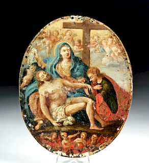 17th C. European Painting on Copper - Pieta