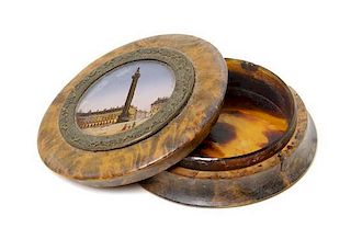 A French Burlwood Patch Box, Diameter 2 3/8 inches.
