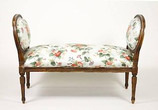 Louis XVI Style Floral Upholstered Window Bench