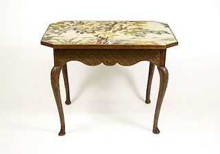 French Walnut & Needlepoint Inset Games Table