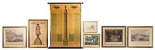 Seven Framed Napoleon Articles, Height of first 37 1/8 x width 25 7/8 inches.