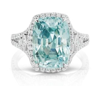 9.16ct. Icy Blue Burmese Sapphire and Diamond Ring