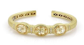 Judith Ripka 18k Canary Crystal & Diamond Bracelet