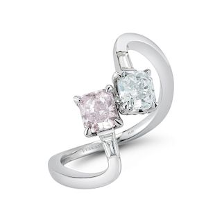Platinum 2.17ct. Fancy Blue and Pink Diamond Ring
