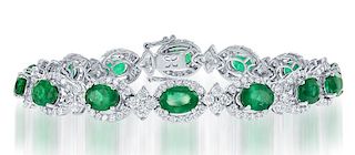 18k Gold 10.02ct Emerald 4.80ct Diamond Bracelet