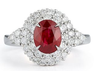 18K Gold 2.15ct Ruby and Diamond Ring