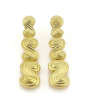 Tiffany & Co. 18k Gold Spiro Dangle Drop Earrings