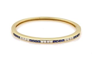 Tiffany & Co. Diamond Sapphire 18k Gold Bangle
