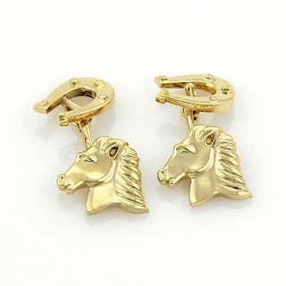Tiffany & Co. 18k Horse Shoe Equestrian Cufflinks