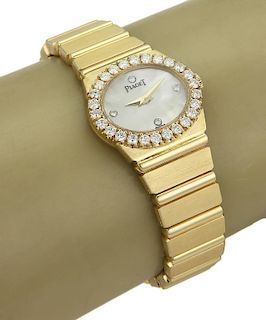 Piaget Polo 18k Gold 1.00ct Diamond MOP Watch
