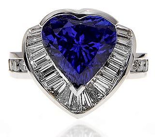 18k Gold 5.9ct Heart Shaped Tanzanite Diamond Ring
