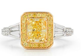 18k Gold Yellow & White Diamond Ring