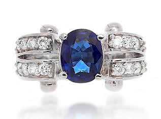 18K Gold 2.28ct. Sapphire and Diamond Ring