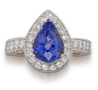 18K Gold 3.58ct. Sapphire and Diamond Ring