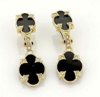 Judith Ripka 14k Gold Diamonds & Onyx Earrings