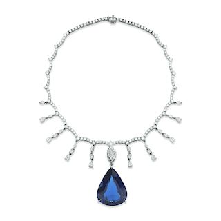18K 78.20ct Tanzanite And Diamond Necklace