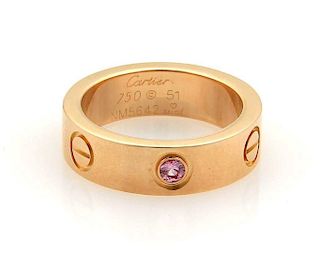 Cartier 18k Rose Gold Pink Sapphire Love Ring