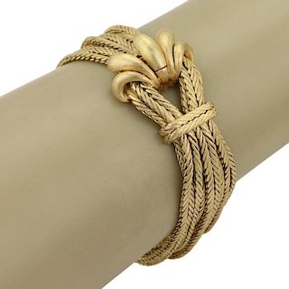 18k Yellow Gold Woven Multi Strand Chain Bracelet