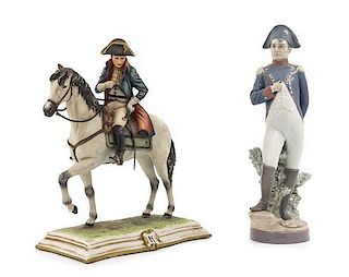 Two Continental Porcelain Napoleonic Figures, Height of taller 13 1/2 inches.