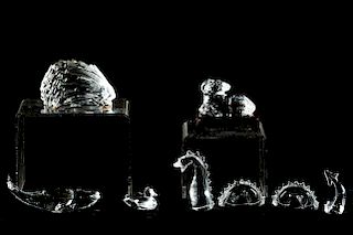 Five Baccarat Crystal Animal Paperweights