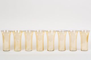 8 Steuben Iridescent Amber Glass Highballs