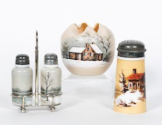 Four American Glass Articles, "Cabin in the Snow"