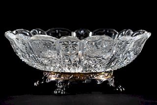Gorham Sterling Mounted Cut Glass Footed Bowl