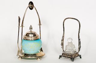 Two Silverplate Articles: Perfume & Satin Glass