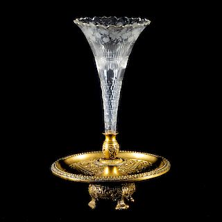 19th Century Gilt Bronze and Glass Epergne