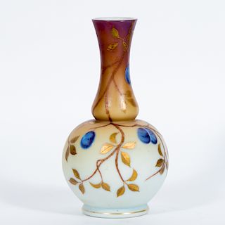Webb Burmese Satin Glass Plum Decorated Vase