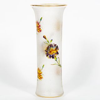 Attr. to Moser, Overshot Glass Vase w/ Flowers