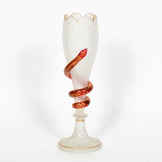 Bohemian Glass Vase w/Ruby Glass Snake