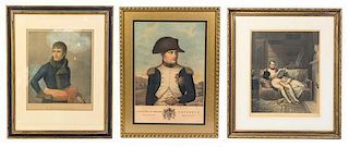 Three French Colored Engravings, Height 14 1/2 x width 11 7/8 inches.