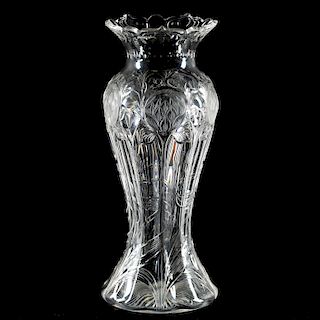 Art Nouveau Cut & Engraved Colorless Glass Vase