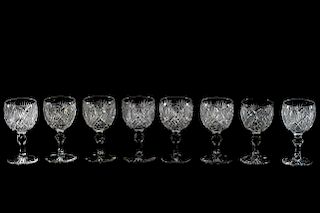 Set of Eight Libbey Princess Cut Glass Goblets