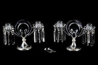 Pair, Hawkes Two Arm Low Candelabra