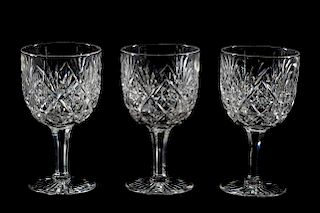 Set of Three Hawkes Cut Glass Water Goblets