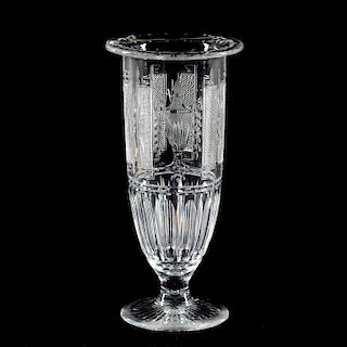 Hawkes or Sinclair Cut Glass Vase, Urn Motif